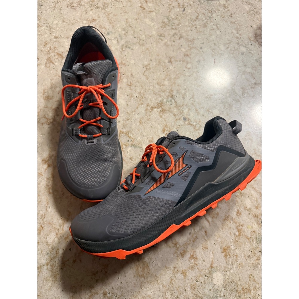 Altra Lone Peak All-WTHR Low 2 Mens 10.5 Gray Orange Trail Running AL0A7R6J280